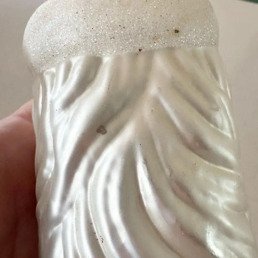 Santa‎ Crescent Moon Ornament Handblown Glass Vtg 11.5”